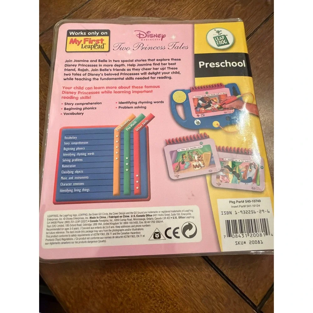 LeapFrog My First LeapPad Disney Princess Two Princess Tales Jasmine Belle NEW